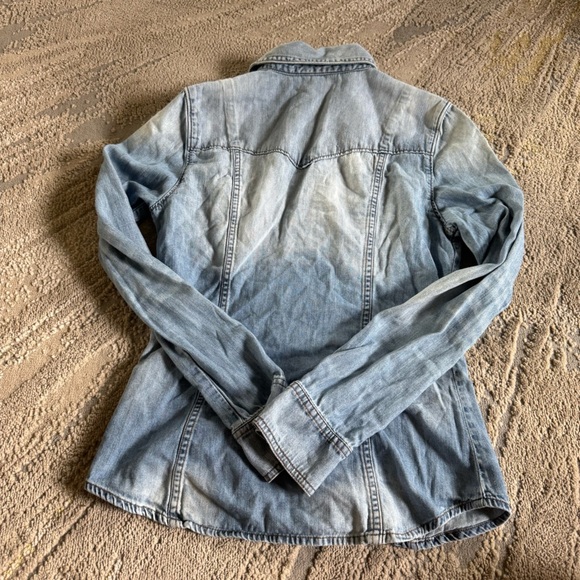 Bullhead Black Denim chambray shirts Guess button front snap cotton small - Picture 7 of 11